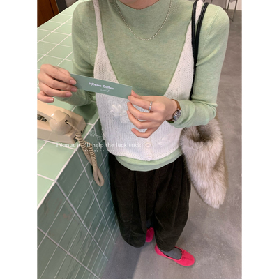 钩花工艺叠穿早春软绵绵针织马甲