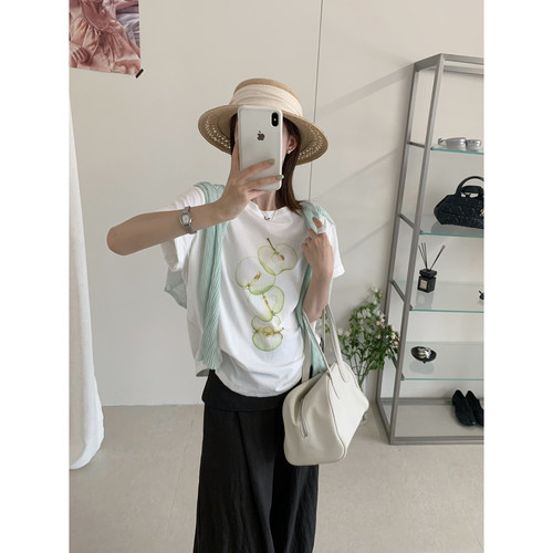 苹果印花夏季韩系短袖T恤休闲
