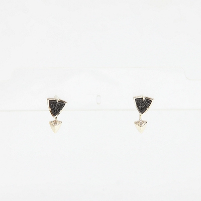 包邮日常配饰Kendra Frieda 仿古金金色黑曜石 耳钉耳环耳饰女