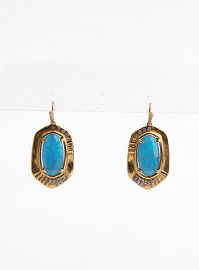 包邮Kendra Anna 大款 仿古金蓝绿色磷灰石 耳环耳饰女