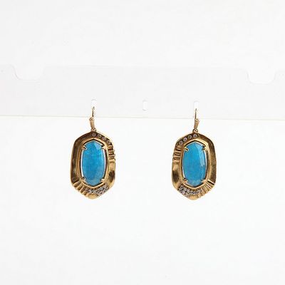 包邮Kendra Anna 大款 仿古金蓝绿色磷灰石 耳环耳饰女