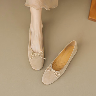 春秋新款40-43大号羊皮软底大牌平跟大码女鞋浅口真皮脚宽胖单鞋