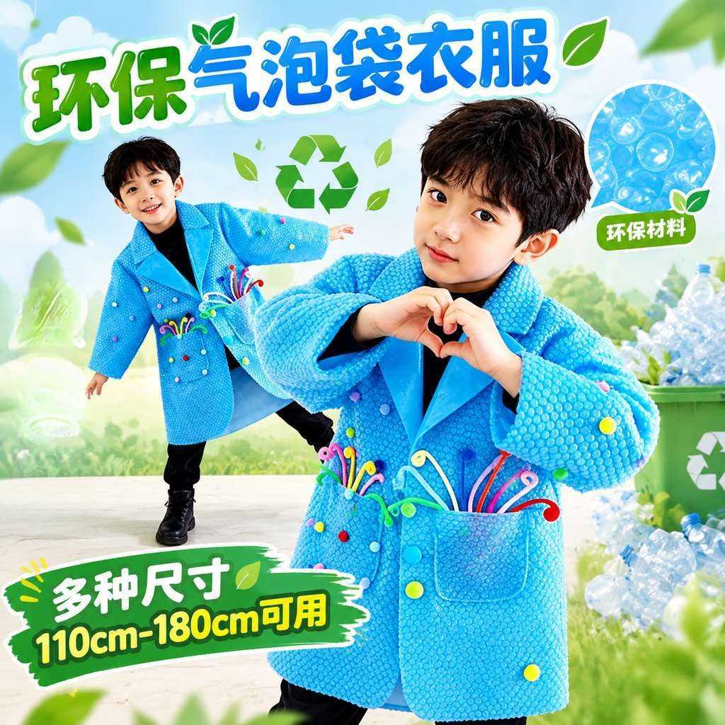 六一儿童环保服装男女时装走秀幼儿园亲子创意手工废物利用衣服