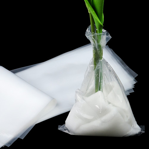 鲜花保水袋储水袋透明塑料花束根部兜水袋保水棉花艺材料花店批发
