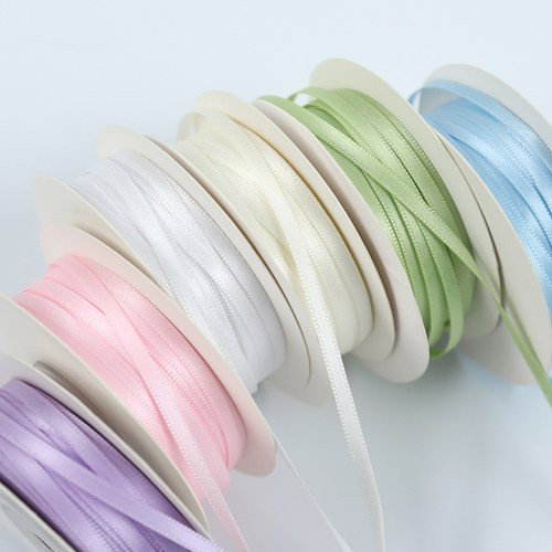 3毫米双面涤纶细丝带北欧风DIY编发彩带礼品包装蝴蝶结装饰缎带