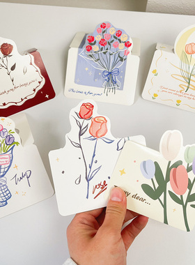 贺卡立体手写鲜花花束折叠留言毕业卡片通用情人节花店ins生日卡