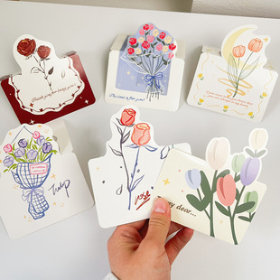 贺卡立体手写鲜花花束折叠留言毕业卡片通用情人节花店ins生日卡