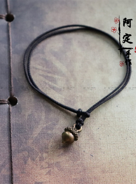 可爱古风古铜榛子细黑手绳情侣女