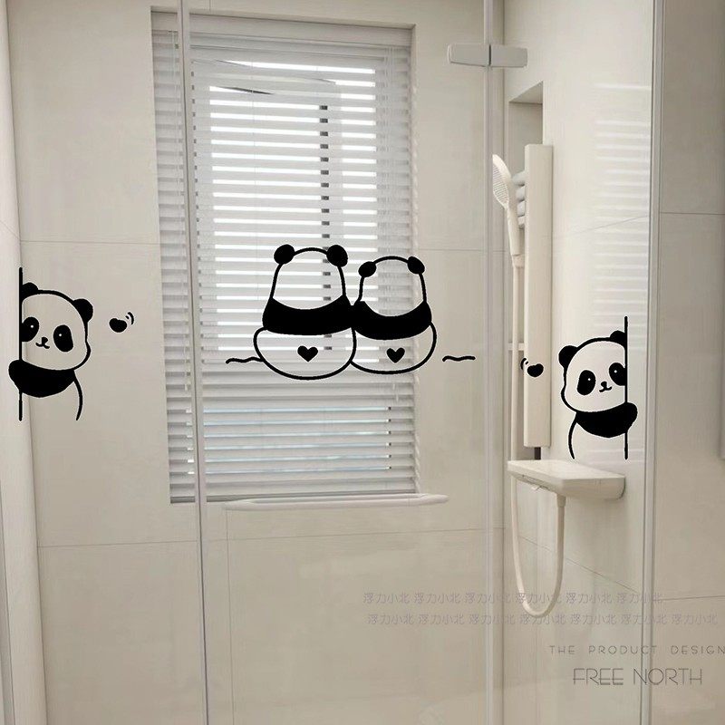 可爱熊猫防撞玻璃窗贴纸 卧室客厅阳台推拉门贴厨房门装饰贴画,家居饰品,软装墙贴,淘宝优惠券,粉丝福利购,淘宝优惠卷