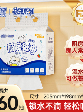 蓝漂悬挂式厨房专用纸巾吸水吸油双层加厚干湿两用清洁纸整箱-LPG