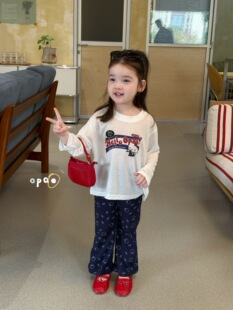 opao 2026春季新款女童韩版洋气卡通KT猫上衣可爱韩版套装