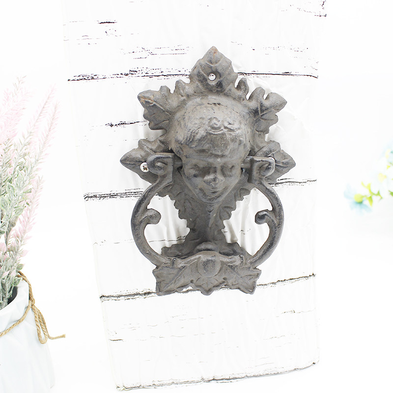 欧式铸铁门敲天使敲门栓花园门庭院装饰家居复古门拉手明装墙挂品