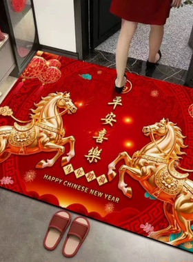 新年门口入户满铺地垫马年出入平安地垫耐脏耐磨地垫脚垫Y17