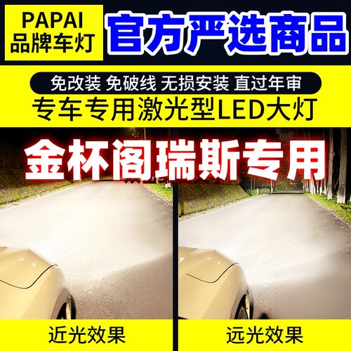 适用金杯阁瑞斯LED大灯10-20款远光14近光超亮H1车灯泡H7配件改装