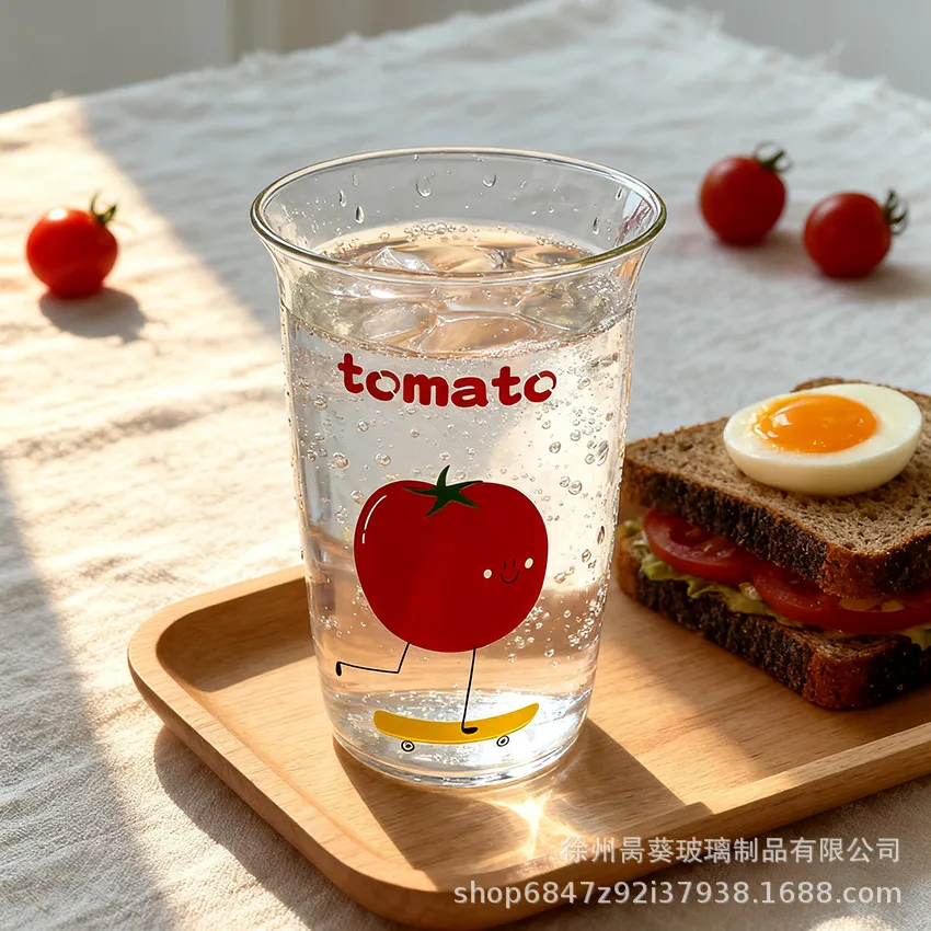 ins风高硼硅玻璃杯水杯牛奶杯咖啡杯饮料杯牛奶高颜值果汁杯家用