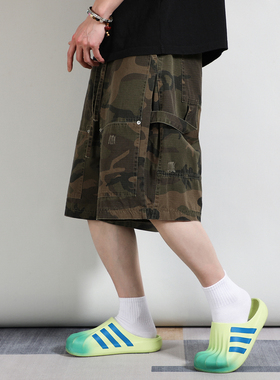 FPASCA重磅迷彩深灰工装短裤七分裤宽松潮流美式复古痞帅中裤夏季