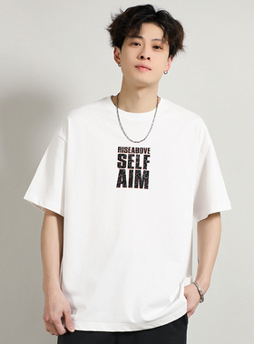 FPASCA260G胸口裂纹字母短袖t恤夏宽松情侣百搭美式潮流纯棉上衣