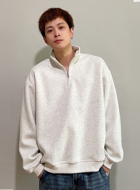 FPASCA国潮美式复古半拉链卫衣男款秋冬季百搭重磅休闲青少年上衣