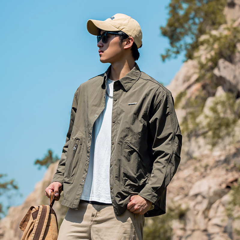 FPASCA军绿色防风宽松廓形衬衫外套男士2024秋季新款通勤休闲上衣