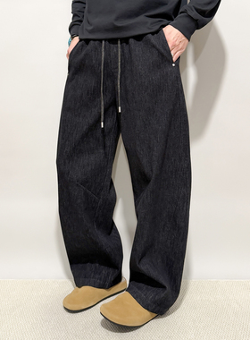 FPASCA新款高端呢子弯刀裤牛仔裤潮流复古美式休闲加厚长裤子秋冬