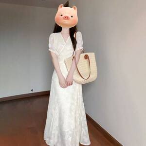 伴娘服礼服2026新款订婚礼裙平时可穿高级小众绝美夏泡泡袖连衣裙