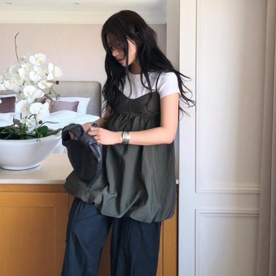 韩国ins 2026夏季新款韩系洋气背心叠穿吊带蓬蓬短裙女百搭裙子