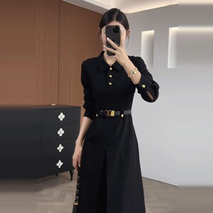 长袖黑色小香连衣裙子女秋季2025新款流行氛围感早秋穿搭长裙