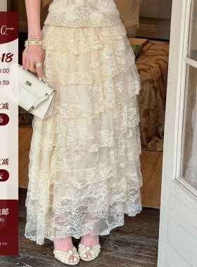 孙瑜儿【柔纱叠梦】法式荷叶边白色蛋糕裙 新款半身裙女夏高级感
