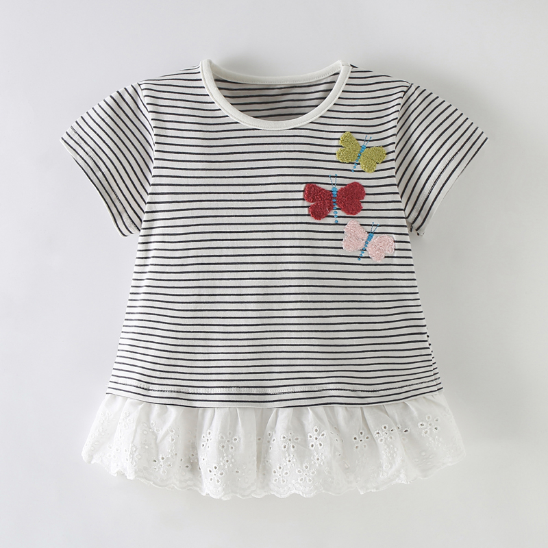 圆领休闲短袖条纹T恤上衣纯棉