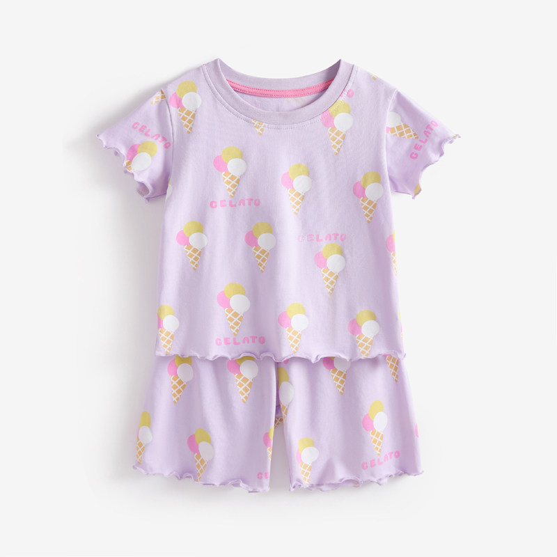 女童冰淇淋印花棉套装宝宝夏季薄款短袖短裤两件套儿童T恤家居服5,童装/婴儿装/亲子装,套装,淘宝优惠券,粉丝福利购,淘宝优惠卷