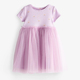 连衣裙子宝宝纯棉夏装 2024夏季 女童紫色网纱短袖 女孩洋气公主裙仙