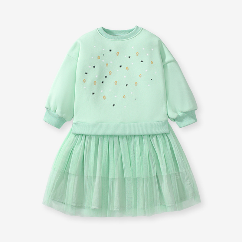 女童卫衣裙子甜美春秋网纱公主裙