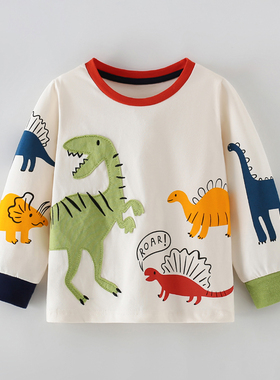 男童长袖T恤宝宝春秋装打底衫儿童纯棉上衣中小童恐龙体恤衫秋衣3