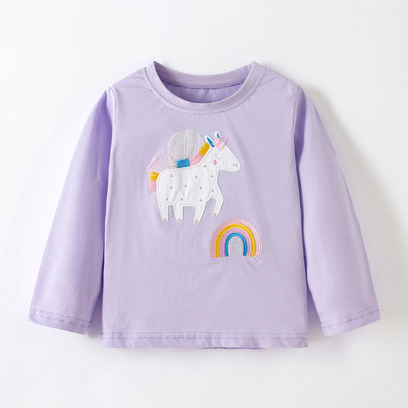 圆领休闲长袖小马T恤上衣纯棉