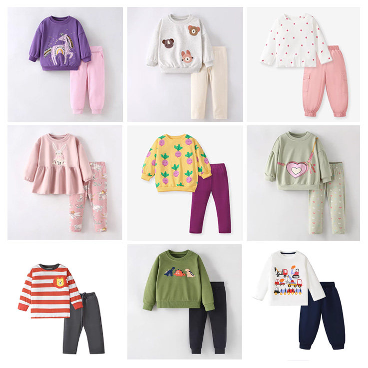 特价清仓 男女童长袖T恤套装宝宝春秋装儿童卫衣纯棉长裤子两件套