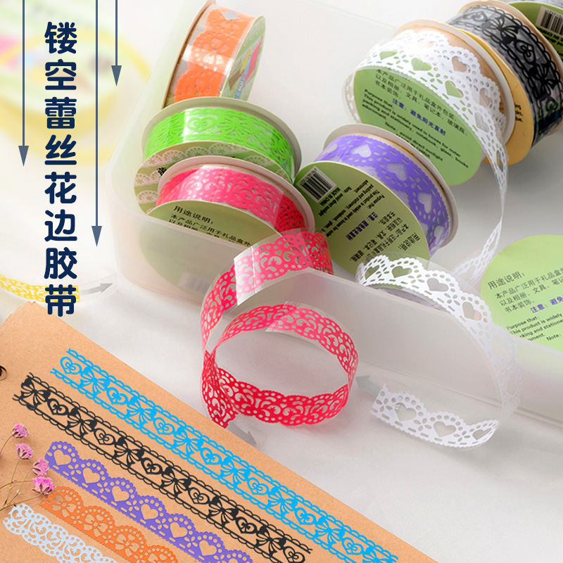 蕾丝花边胶带diy相册pvc镂空贴纸
