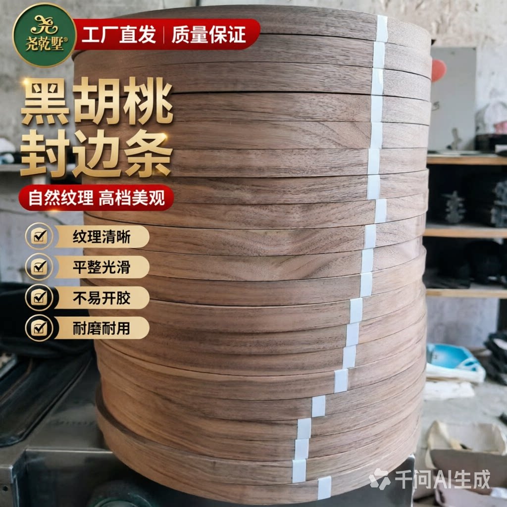 高品质实木【黑胡桃封边条】泰柚家具木门橱柜封边条工厂直销