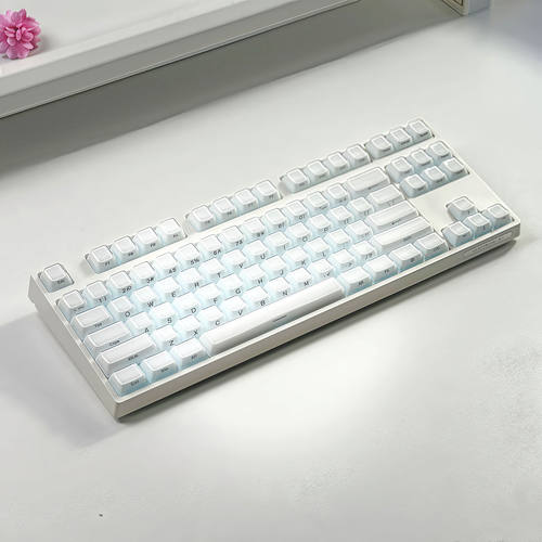 水晶果冻键帽白色侧刻OEM高度PC透明个性磁轴机械键盘键帽wooting