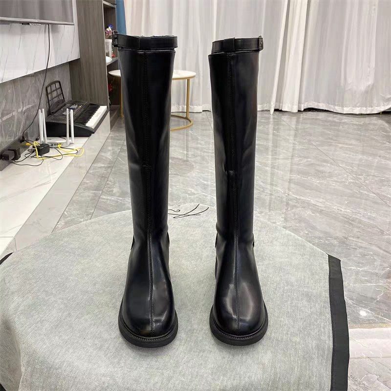 诺曼迪断码骑士靴女高筒不过膝秋冬新款粗跟长筒靴瘦腿小个子长靴