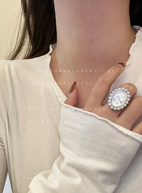 韩国小众小鹿珍珠戒指女温柔甜美可爱时尚个性气质百搭指环戒子