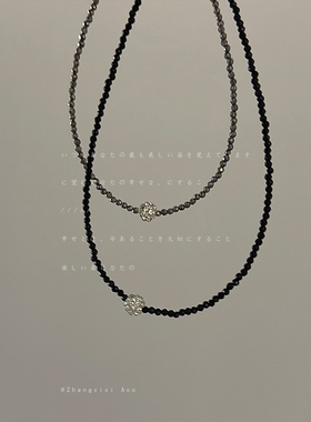 简约时尚串珠镭射球项链锁骨链女气质百搭日常通勤项链