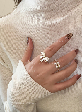 红色滴油蝴蝶结锆石开口戒指女秋冬气质轻奢优雅时尚百搭指环戒子