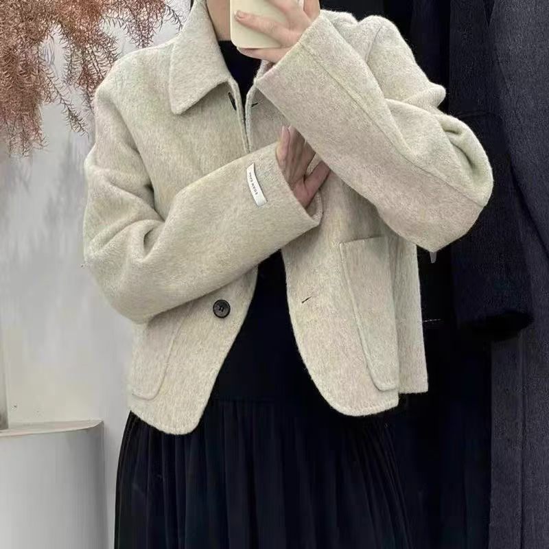 【100%羊毛】双面羊毛大衣女短款韩版减龄小个子羊毛呢外套上衣