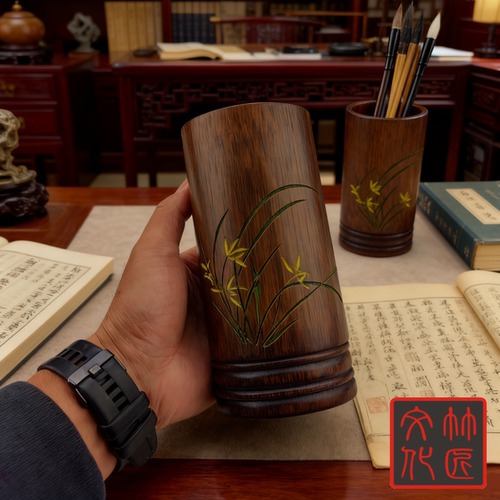 大漆三节款六君子竹子茶道天然竹筒复古竹根茶具茶则茶针收纳笔筒