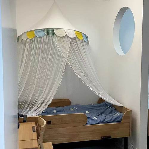 儿童蚊帐公主风圆顶吊挂落地半圆床幔帘女孩房间婴儿床帐防蚊落地