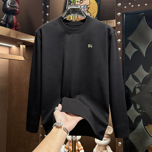 欧洲站男士长袖T恤秋季2026新款潮牌圆领修身打底衫潮流徽章上衣