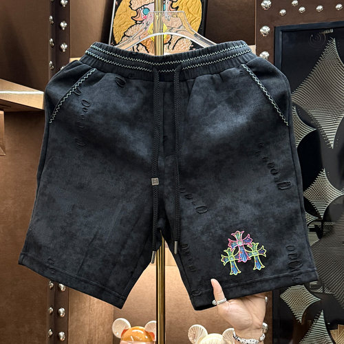 欧货夏季潮牌刺绣休闲短裤男士