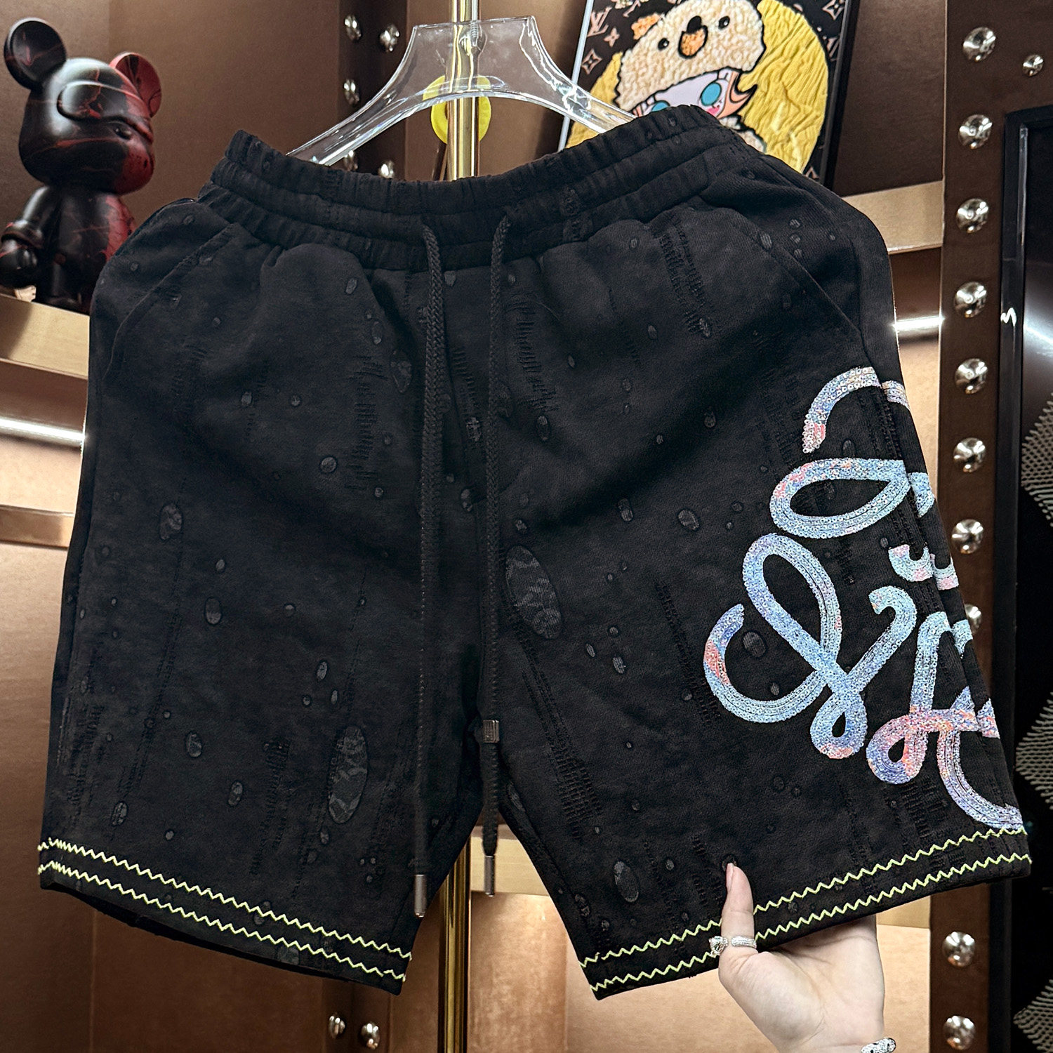 欧洲站夏季潮牌亮片休闲短裤男士