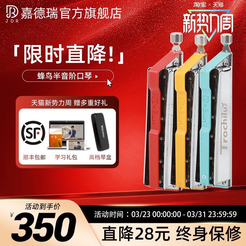 JDR嘉德瑞蜂鸟10孔半音阶口琴布鲁斯十孔C调正品高端专业蓝馍馍