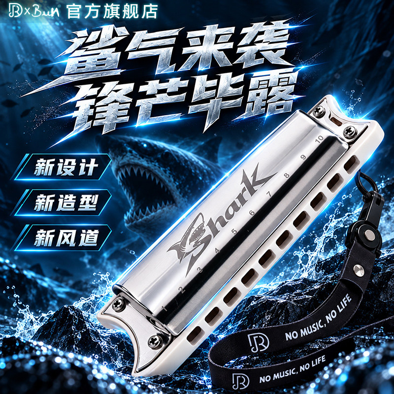 JDR嘉德瑞SHARK鲨鱼布鲁斯蓝调十孔口琴10孔C调专业演奏paddy